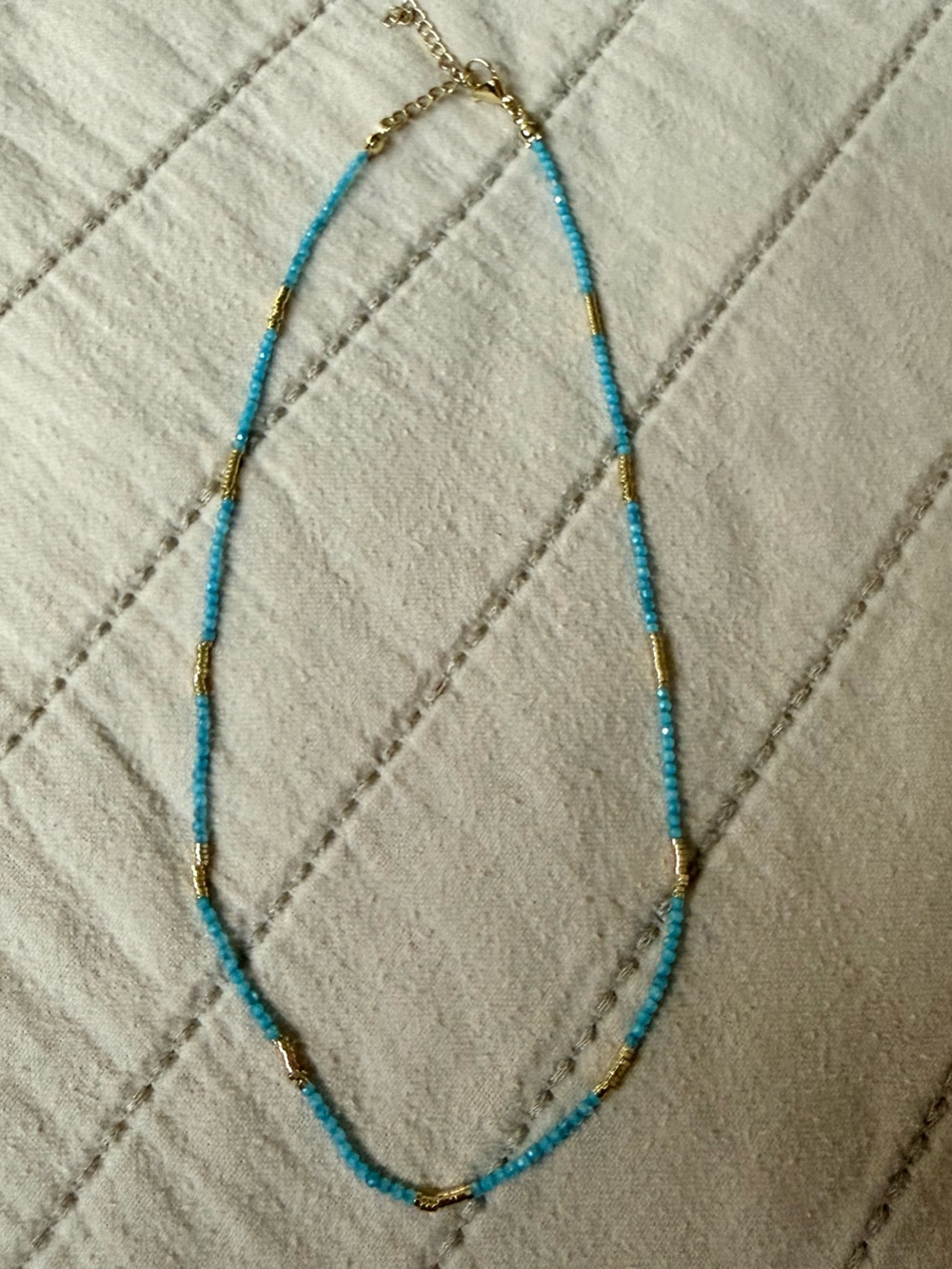 Turquoise Beaded Gold Accent Necklace